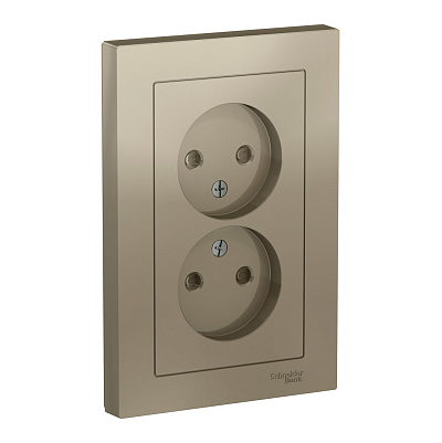 Розетка Systeme Electric AtlasDesign шампань без двойная, со шторками, 16А, в сборе купить с доставкой по РФ