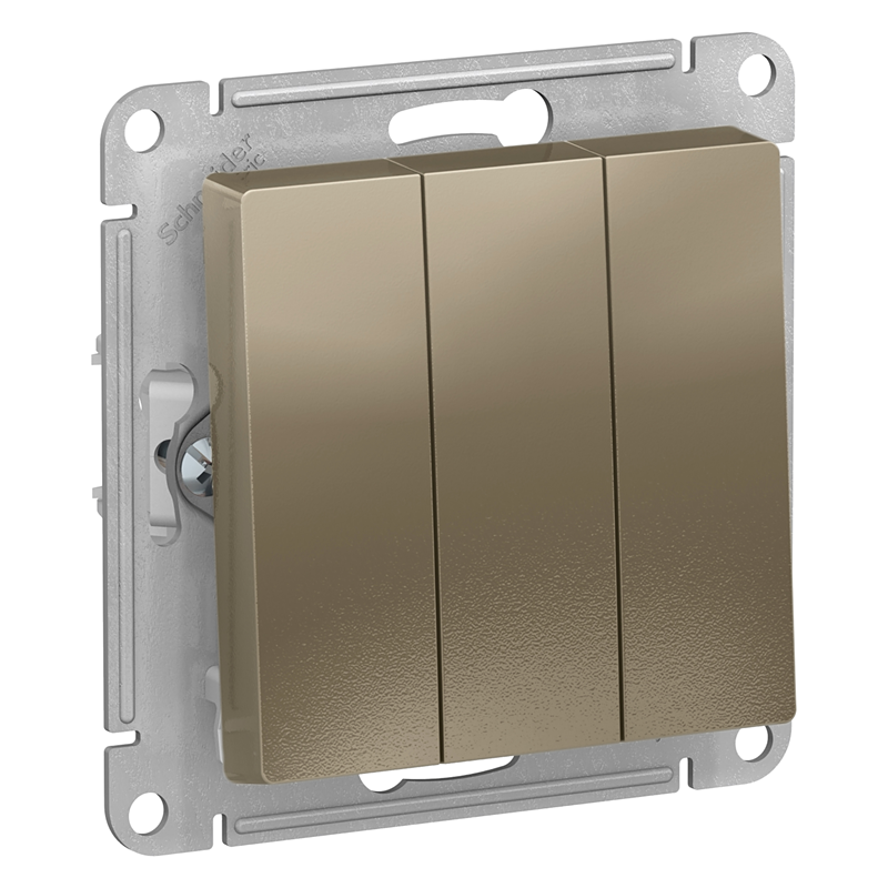 Выключатель Systeme Electric трехклавишный ATLASDESIGN схема 1+1+1 10АХ механизм шампань