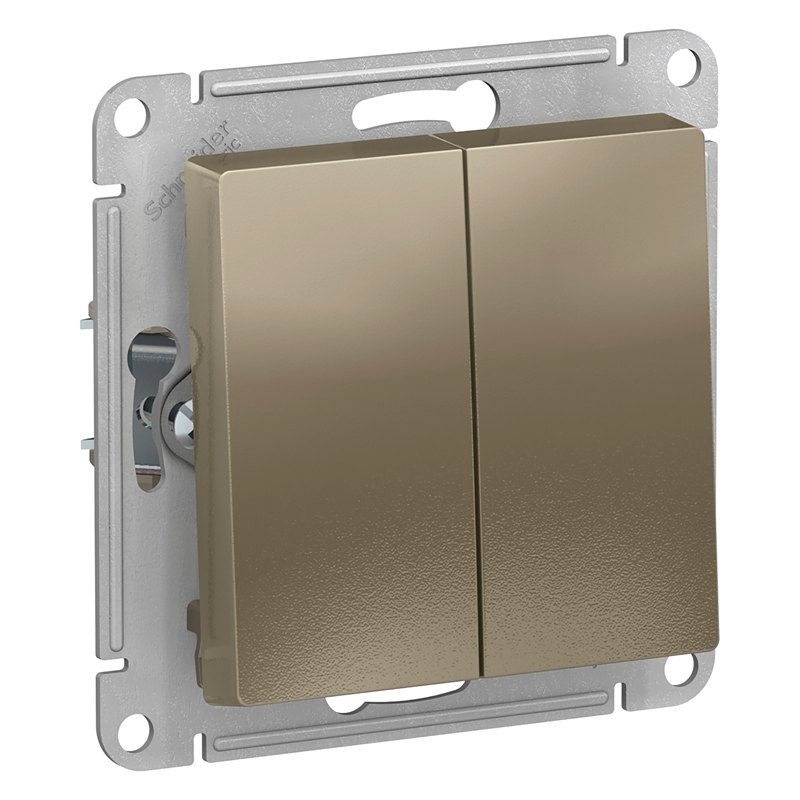Выключатель Systeme Electric 2-кл. СП AtlasDesign 10А IP20 (сх. 5) 10AX механизм шампань SE ATN000551