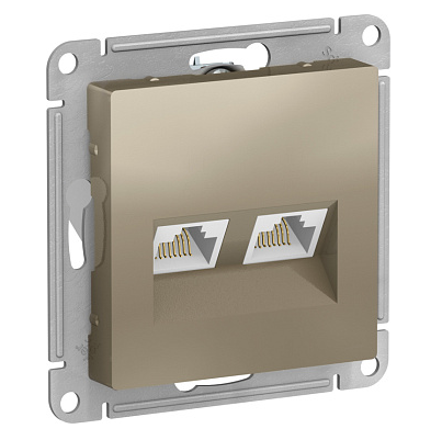 Розетка Systeme Electric ATLASDESIGN двойная компьютерная RJ45+RJ45 категория 5E механизм шампань