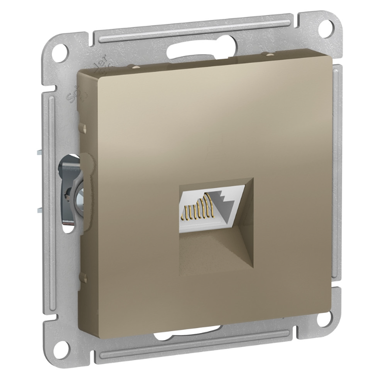 Розетка компьютерная Systeme Electric AtlasDesign Шампань RJ45, кат. 6A, механизм