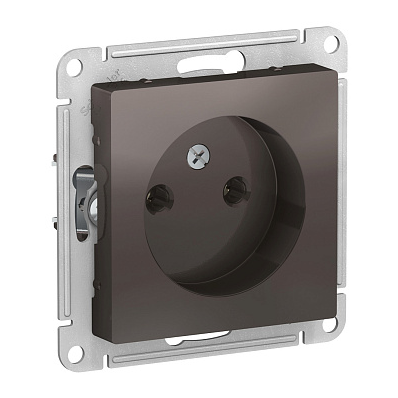 Розетка 1-м СП Systeme Electric AtlasDesign 16А IP20 без заземления без защитных шторок механизм мокко