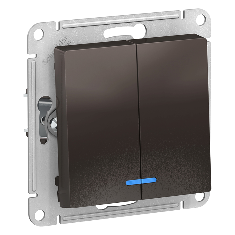 Выключатель Systeme Electric 2-кл. СП AtlasDesign 10А IP20 (сх. 5а) 10AX с подсветкой механизм мокко SE ATN000653
