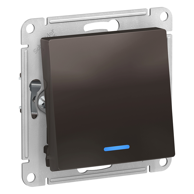 Переключатель Systeme Electric проходной 1-кл. СП AtlasDesign 10А IP20 (сх. 6а) 10AX с подсветкой механизм мокко SE ATN000663