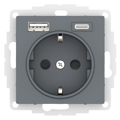 Розетка Systeme Electric AtlasDesign грифель 16А с USB A+C (5В/2,4А/3 А, 2х5В/1,5А), мех