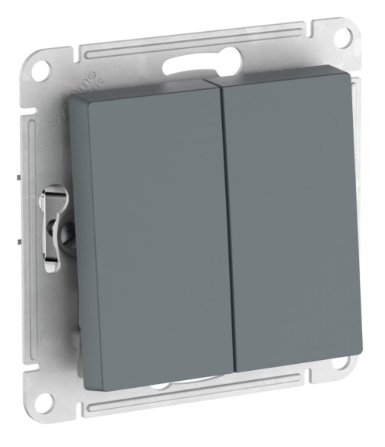 2-клавишный выключатель Systeme Electric ATLASDESIGN, сх.5, 10АХ, быстрозажимные клеммы, грифель