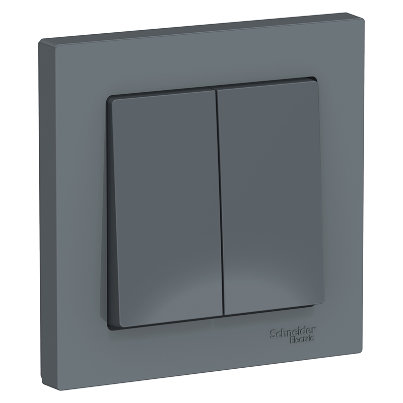Выключатель Systeme Electric AtlasDesign Грифель 2-клавишный сх.5, 10АХ, в сборе