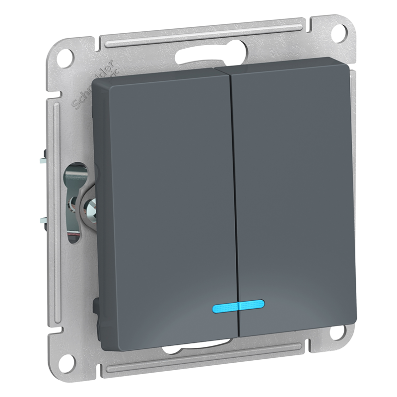 Выключатель Systeme Electric двухклавишный ATLASDESIGN с подсветкой схема 5а 10АХ механизм грифель