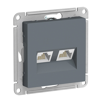 Розетка Systeme Electric ATLASDESIGN двойная компьютерная RJ45+RJ45 категория 5E механизм грифель