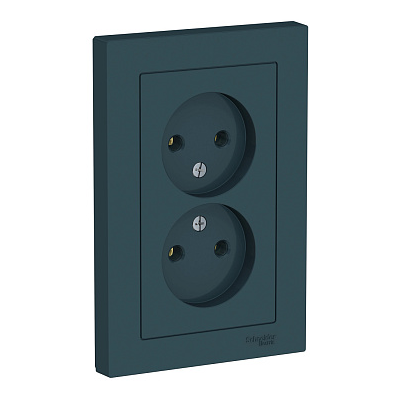 Розетка 2-м СП Systeme Electric AtlasDesign 16А IP20 без заземления в сборе изумруд