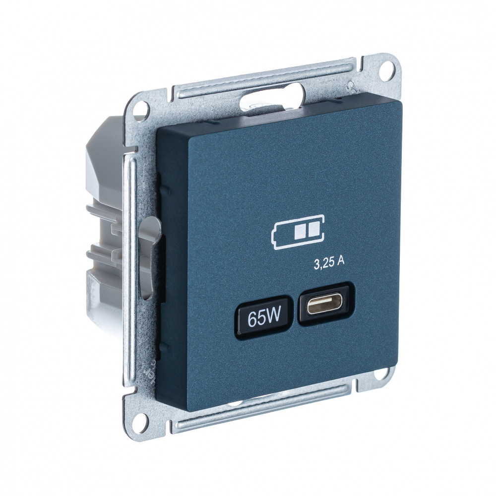 Розетка Atlas Design USB типа С, 65Вт, высокоскоростной заряд, QC, PD, механизм, изумруд