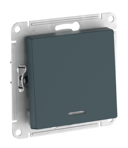 1-клавишный ПЕРЕКЛЮЧАТЕЛЬ Systeme Electric ATLASDESIGN с подсветкой, сх.6а, 10АХ, быстрозажимные клеммы, ИЗУМРУД