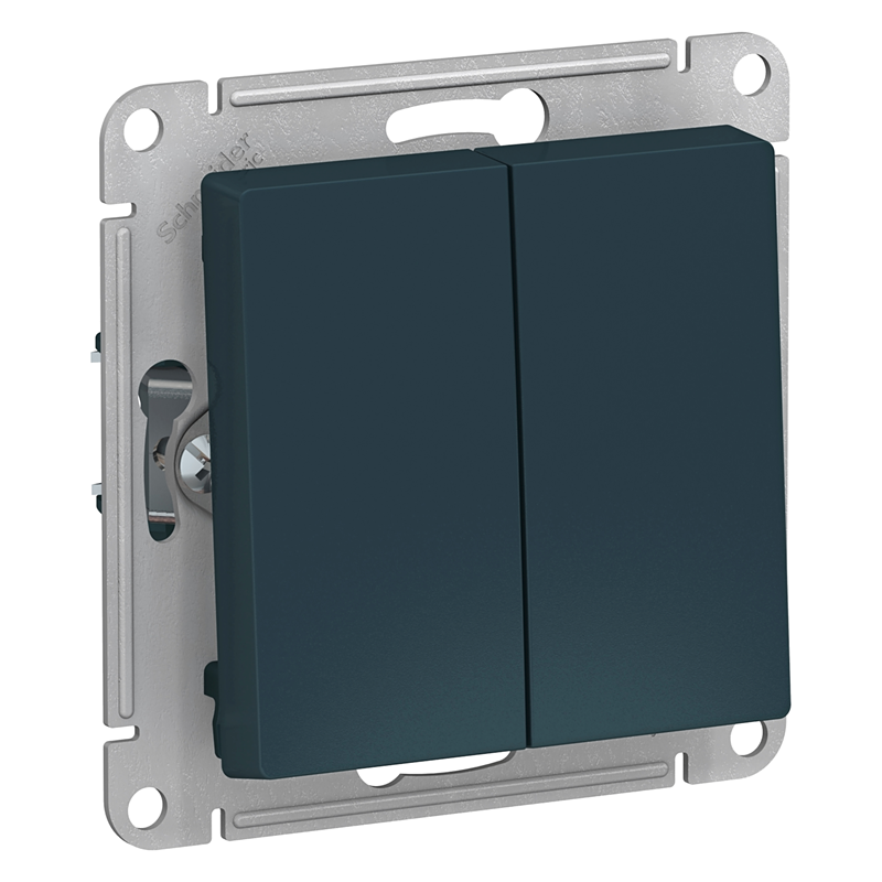 Переключатель Systeme Electric двухклавишный ATLASDESIGN схема 6 10АХ механизм изумруд