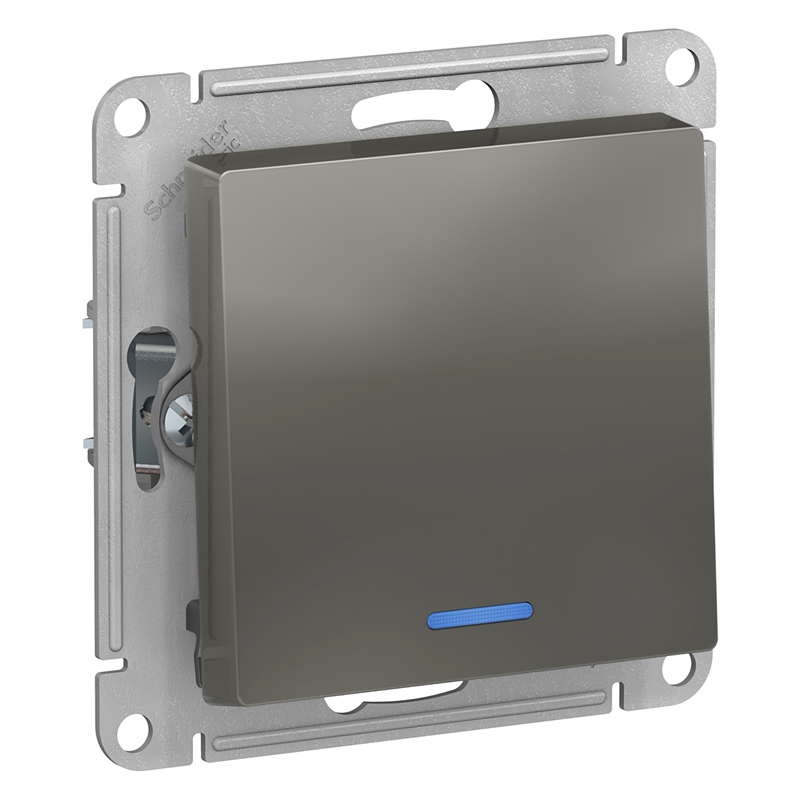 Выключатель Systeme Electric AtlasDesign Сталь 1-клавишный с подсветкой, сх.1а, 10АХ, механизм