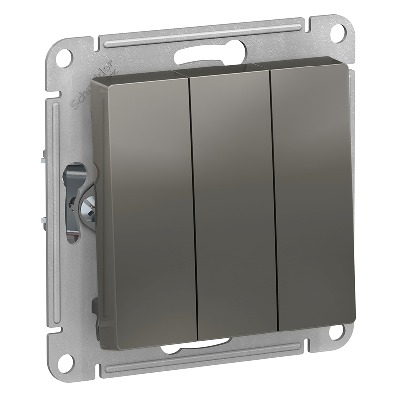 Выключатель Systeme Electric трехклавишный ATLASDESIGN схема 1+1+1 10АХ механизм сталь