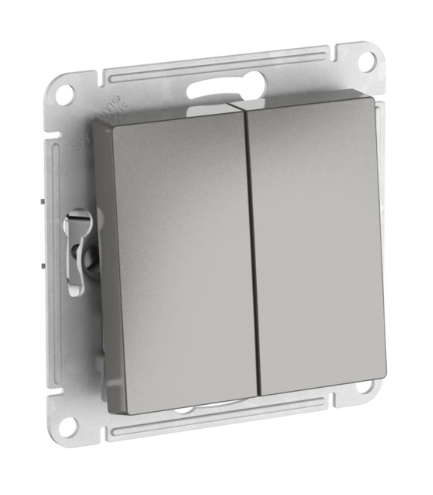2-клавишный ПЕРЕКЛЮЧАТЕЛЬ Systeme Electric ATLASDESIGN, сх.6/2, 10АХ, быстрозажимные клеммы, СТАЛЬ