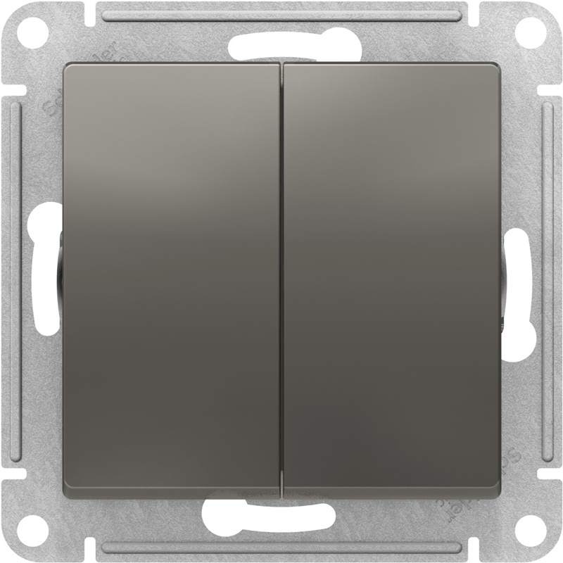 Выключатель Systeme Electric ATLASDESIGN 2-клавишный, перекрестный, 2 x сх. 7, 10АХ, механизм, СТАЛЬ