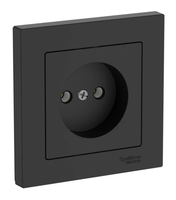 Розетка без заземления 16А Systeme Electric ATLASDESIGN в сборе карбон быстрозажимные клеммы