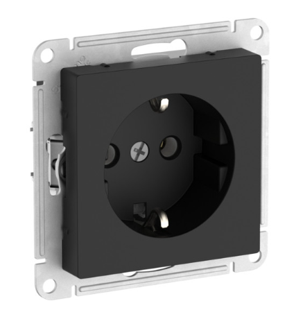Розетка с заземлением Systeme Electric ATLASDESIGN, 16А, мех., быстрозажим. клем., КАРБОН