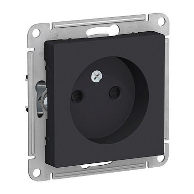 Розетка 1-м СП Systeme Electric AtlasDesign 16А IP20 без заземления защитные шторки механизм карбон