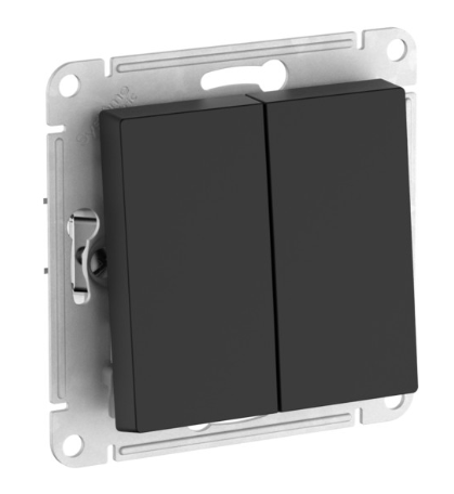 2-клавишный выключатель Systeme Electric ATLASDESIGN, сх.5, 10АХ, мех., быстрозажим. клем., карбон