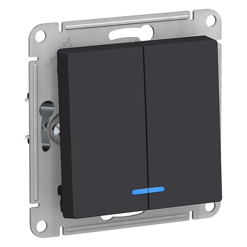Выключатель Systeme Electric 2-кл. СП AtlasDesign 10А IP20 (сх. 5а) 10AX с подсветкой механизм карбон SE ATN001053