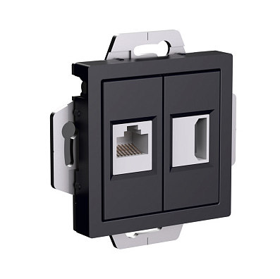 Розетка двойная Systeme Electric AtlasDesign карбон HDMI+RJ45, кат.5Е, механизм купить с доставкой по РФ