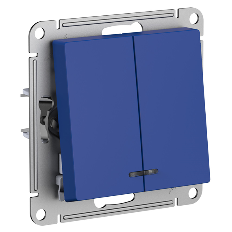 Выключатель Systeme Electric 2-кл. AtlasDesign (сх. 5а) 10AX с подсветкой механизм аквамарин SE ATN001153