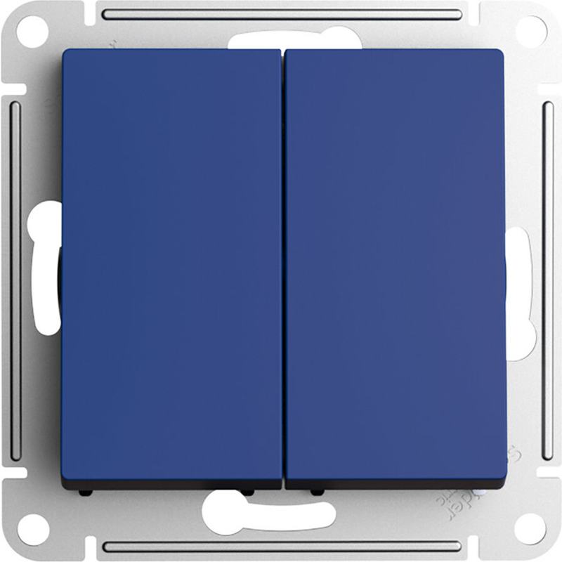 Выключатель Systeme Electric ATLASDESIGN 2-клавишный, перекрестный, 2 x сх. 7, 10АХ, механизм, АКВАМАРИН