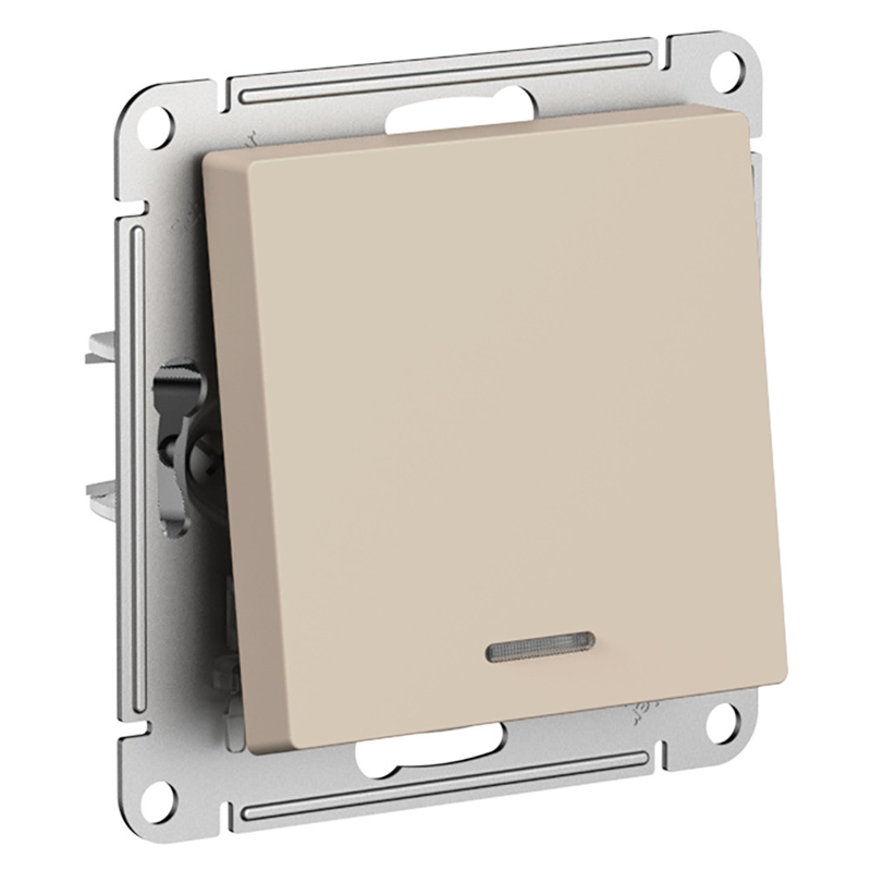 Выключатель Systeme Electric AtlasDesign Песочный 1-клавишный с подсветкой, сх.1а, 10АХ, мех. купить с доставкой по РФ