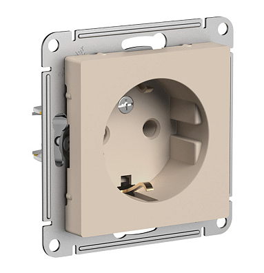 Розетка Systeme Electric ATLASDESIGN с заземлением, 16А, механизм, песочный