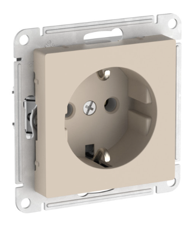 Розетка с заземлением Systeme Electric ATLASDESIGN, 16А, мех., быстрозажим. клем., ПЕСОЧНЫЙ