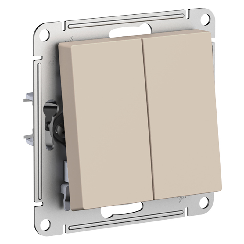 Выключатель Systeme Electric ATLASDESIGN двухклавишный, сх.5, 10АХ, механизм, ПЕСОЧНЫЙ
