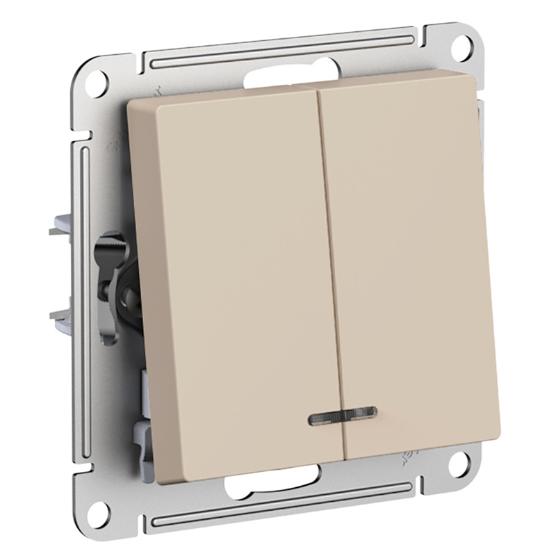 Выключатель Systeme Electric 2-кл. AtlasDesign с подсветкой (сх.5а) 10AX мех. песочн. SE ATN001253