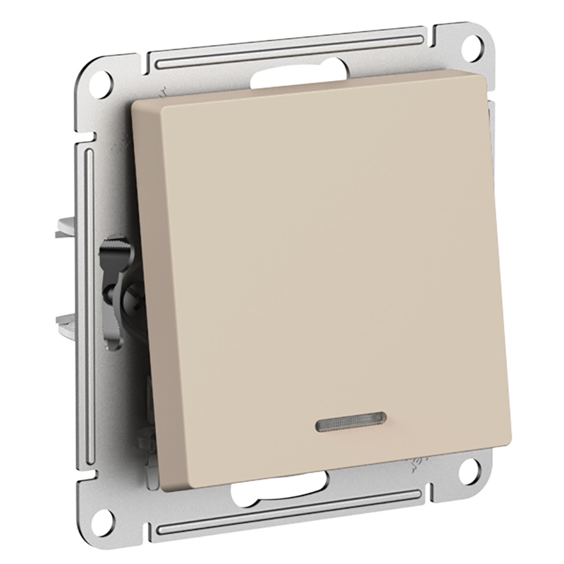 Выключатель Systeme Electric ATLASDESIGN одноклавишный с подсветкой, сх.6а, 10АХ, механизам, ПЕСОЧНЫЙ