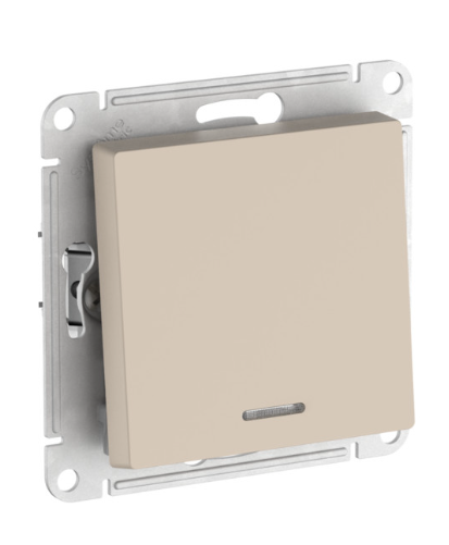 1-клавишный ПЕРЕКЛЮЧАТЕЛЬ Systeme Electric ATLASDESIGN с подсветкой, сх.6а, 10АХ, быстрозажимные клеммы, ПЕСОЧНЫЙ