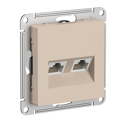 Розетка двойная компьютерная Systeme Electric ATLASDESIGN RJ45+RJ45, кат.5E, механизм, песочный