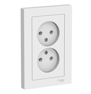 Розетка двойная Systeme Electric ATLASDESIGN без заземления, 16А, в сборе, лотос