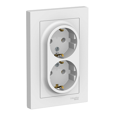 Розетка двойная Systeme Electric AtlasDesign с заземлением 16А в сборе лотос