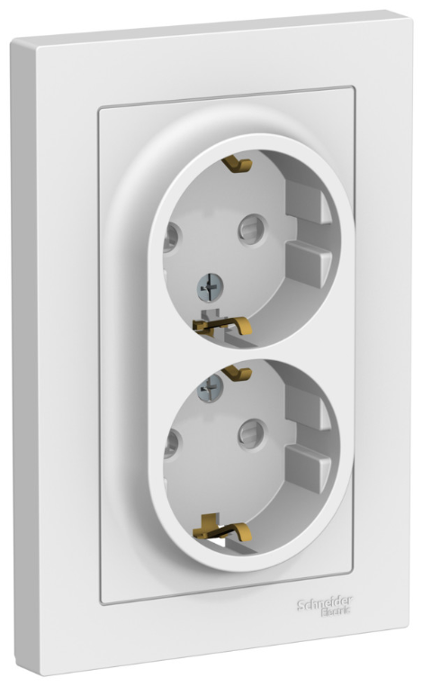 Розетка двойная с/з со шторками Systeme Electric AtlasDesign Лотос, 16А, в сборе