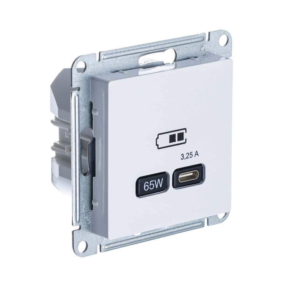 Розетка Atlas Design USB типа С, 65Вт, высокоскоростной заряд, QC, PD, механизм, лотос
