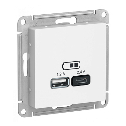 Розетка Systeme Electric AtlasDesign лотос USB А+С, 5В/2,4 А, 2х5В/1,2 А, механизм купить с доставкой по РФ