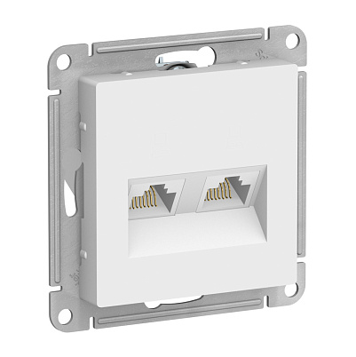 Розетка Systeme Electric ATLASDESIGN двойная компьютерная RJ45+RJ45, кат.5Е, механизм, лотос