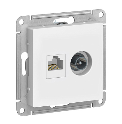 Розетка компьютерная + телевизионная 2-м Systeme Electric AtlasDesign RJ45 кат.5E лотос