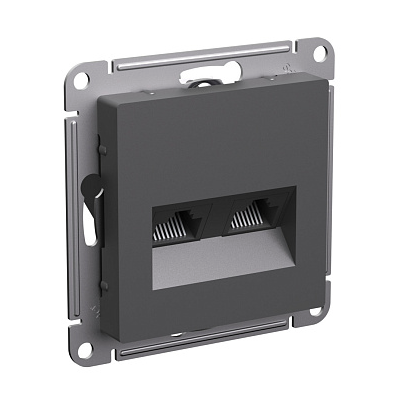Розетка двойная компьютерная Systeme Electric ATLASDESIGN RJ45+RJ45, кат.5Е, механизм, базальт