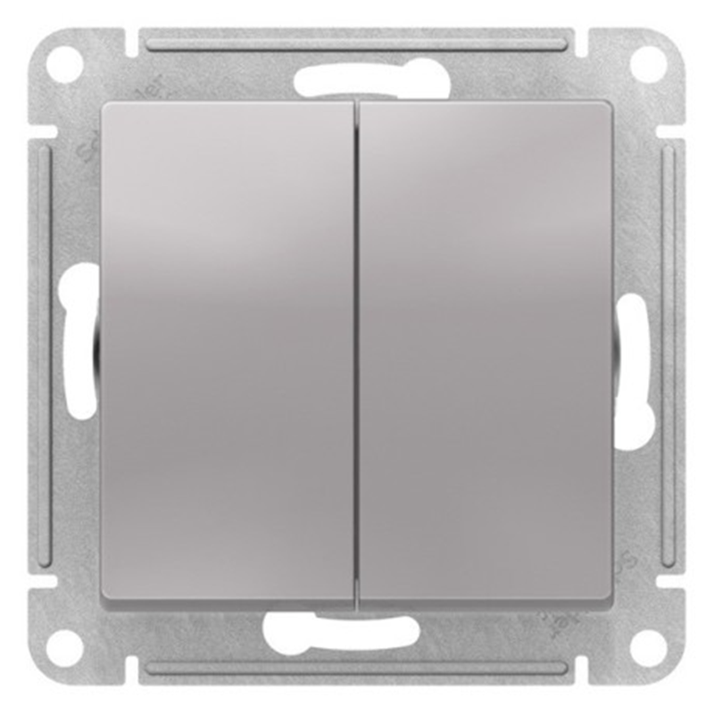 Выключатель Systeme Electric 2-кл. AtlasDesign Aqua IP44 (сх. 5) 10AX механизм алюм. SE ATN440351