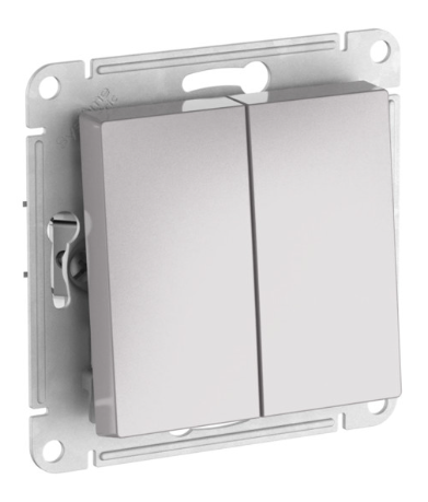 2-клавишный переключатель Systeme Electric ATLASDESIGN AQUA IP44, сх.6, 10АХ, быстрозажимные клеммы, алюминий