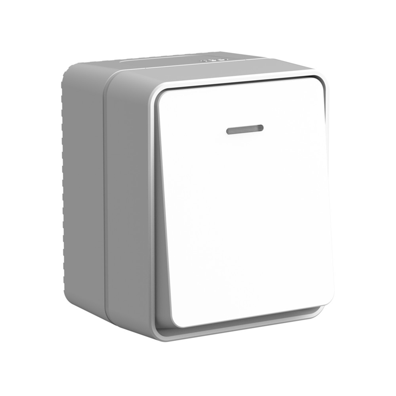 Выключатель Systeme Electric AtlasDesign PROFI IP54 открытой установки 1-клавишный с подсветкой 10 АХ, серый