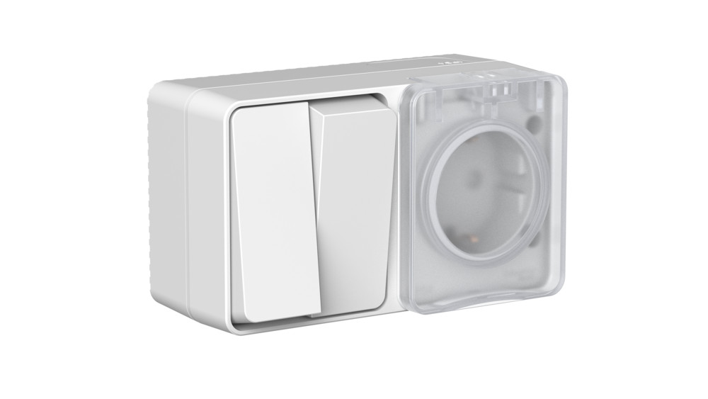 Блок для открытого монтажа Systeme Electric AtlasDesign PROFI IP54 16А выключатель 10А 2 клавиши
