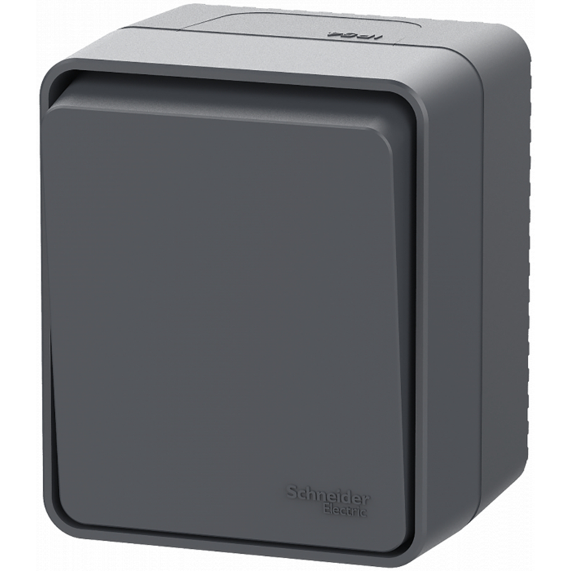 Выключатель Systeme Electric AtlasDesign Profi54 одноклавишный IP54 10 АХ, АНТРАЦИТ